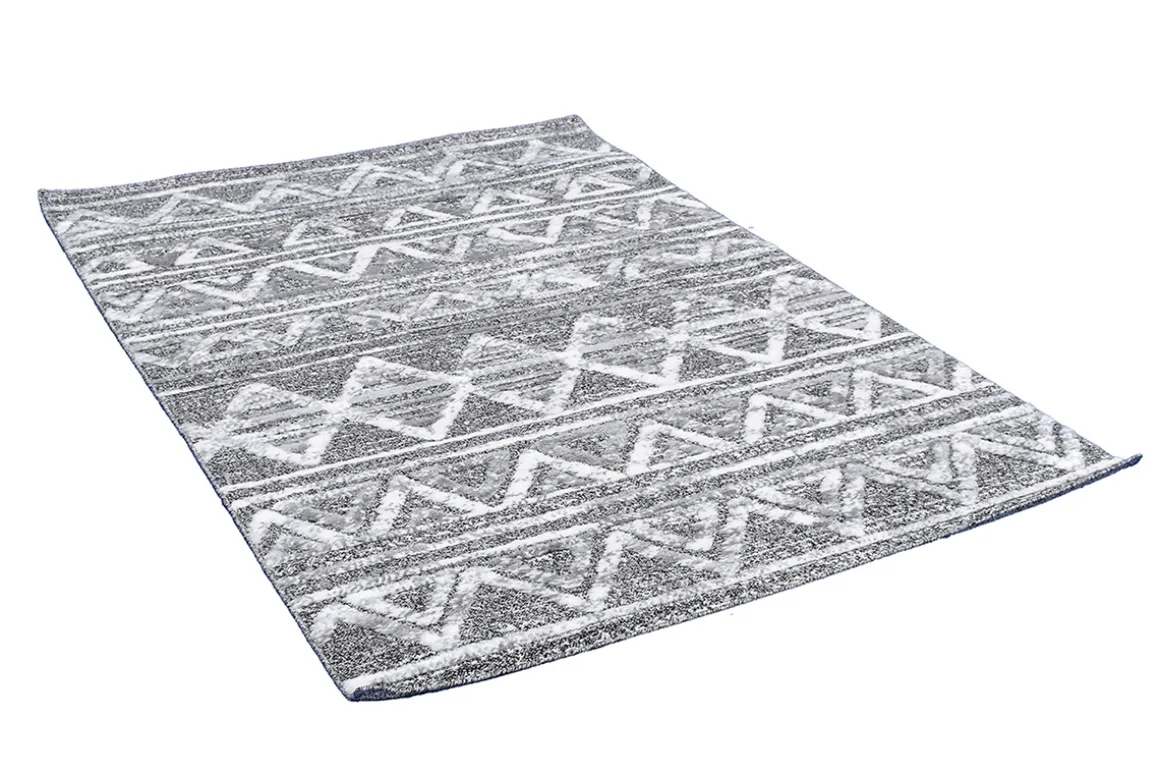 Hot Miliboo Alfombra bereber con relieve blanco y gris 160 × 230 cm ERGA