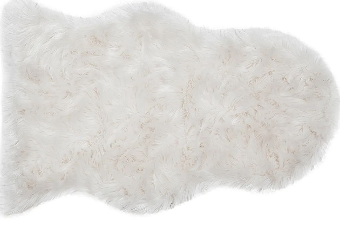Flash Sale Miliboo Alfombra de cama imitación pelaje blanco 60 x 90 cm MEGEVE (Este producto ya no se comercializa)
