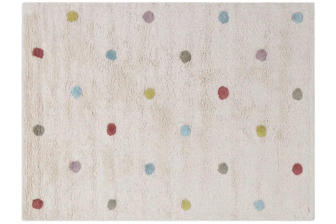 New Miliboo Alfombra infantil de algodón beige con lunares multicolores 100 x 150 cm DADA