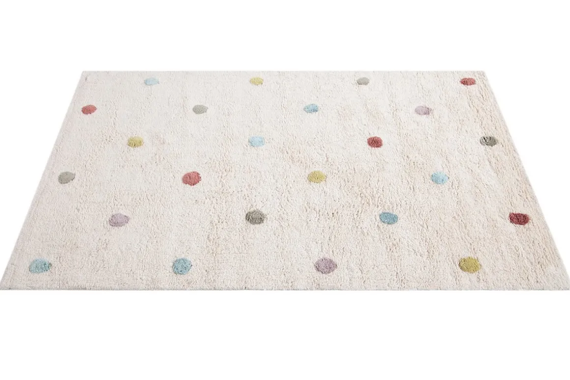 New Miliboo Alfombra infantil de algodón beige con lunares multicolores 100 x 150 cm DADA