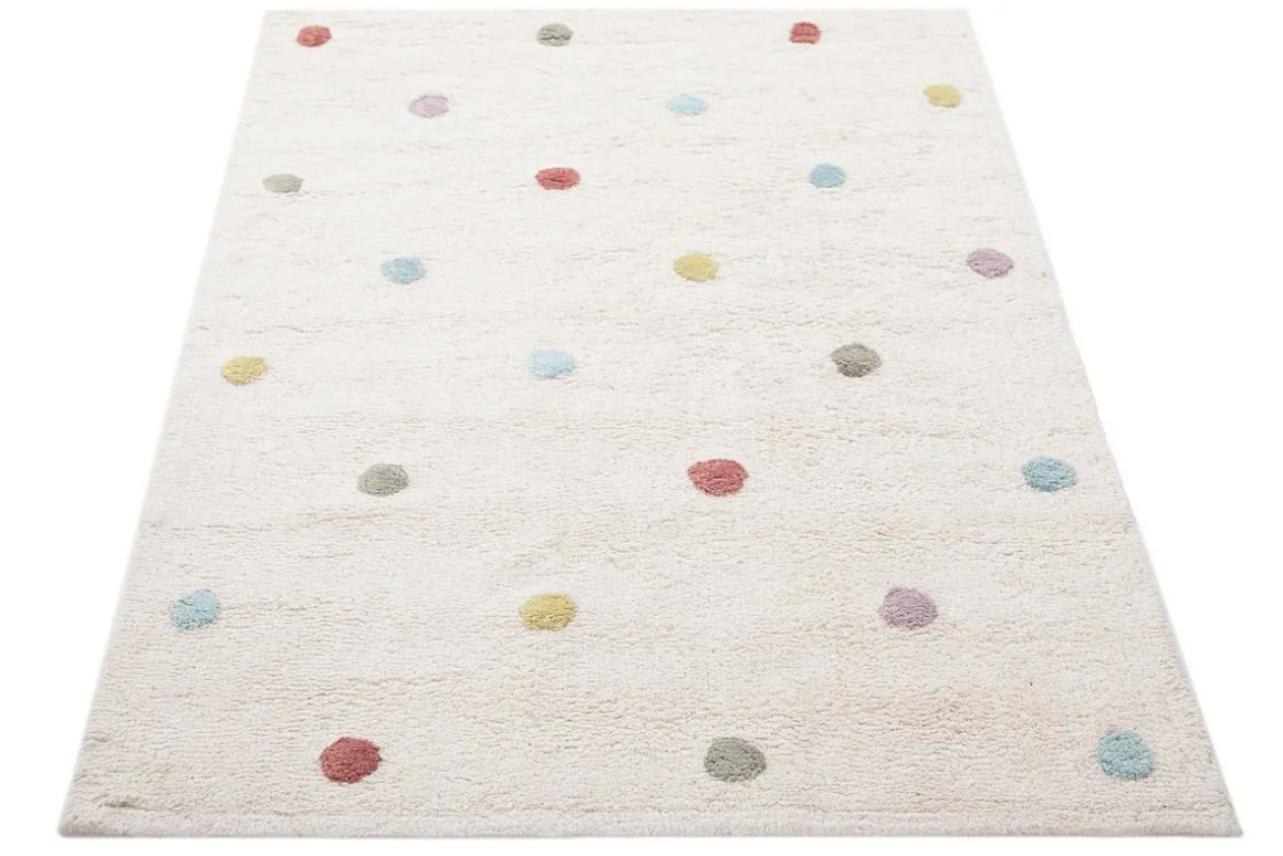New Miliboo Alfombra infantil de algodón beige con lunares multicolores 100 x 150 cm DADA