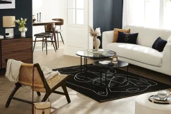Online Miliboo Alfombra negra con estampado line art 160 x 230 cm ARTISTE