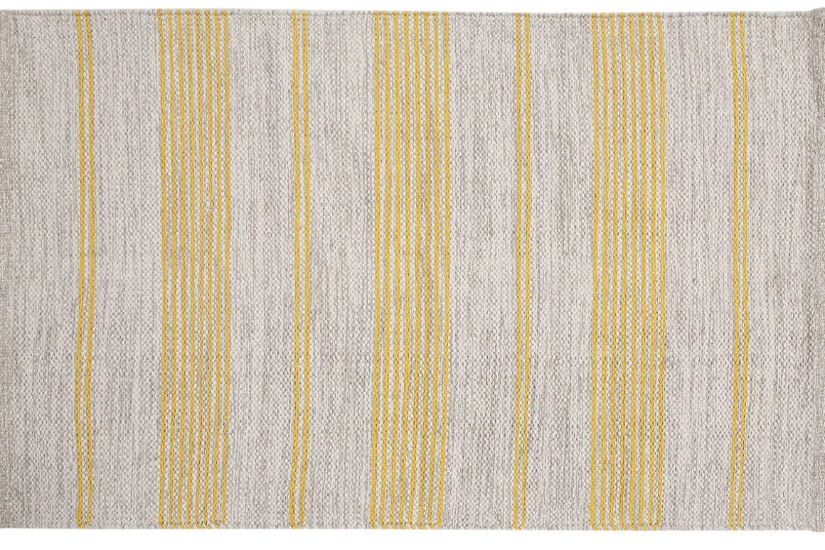 Outlet Miliboo Alfombra rectangular beige con rayas amarillas 50 x 80 cm CABOURG