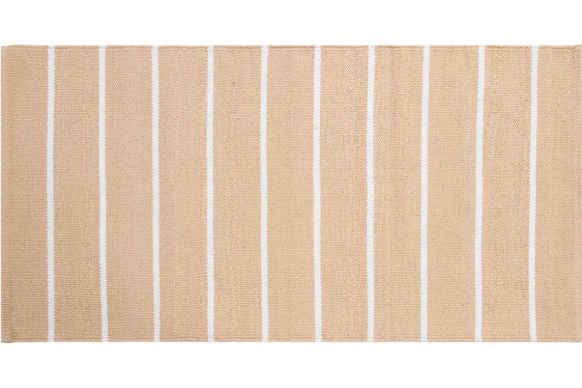 Clearance Miliboo Alfombra rectangular de rayas beige y blancas 60 x 180 cm LANZA