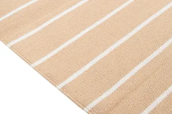 Clearance Miliboo Alfombra rectangular de rayas beige y blancas 60 x 180 cm LANZA
