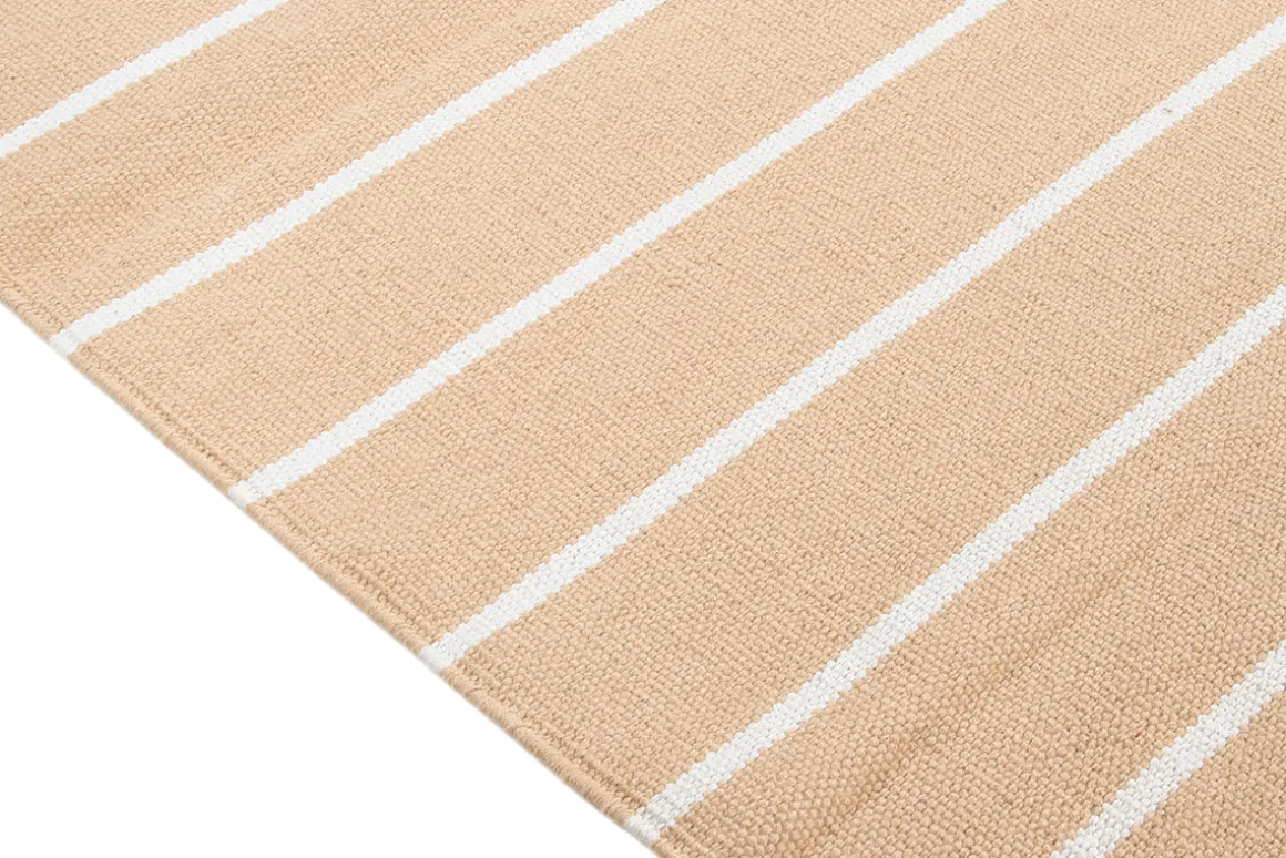 Clearance Miliboo Alfombra rectangular de rayas beige y blancas 60 x 180 cm LANZA