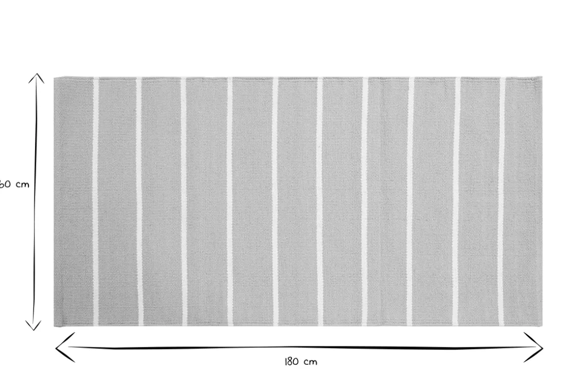 Clearance Miliboo Alfombra rectangular de rayas beige y blancas 60 x 180 cm LANZA