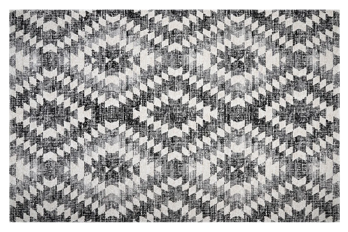 Best Sale Miliboo Alfombra étnica con diseño de rombos gris y negro en el interior y el exterior 150 × 220 cm PIXO