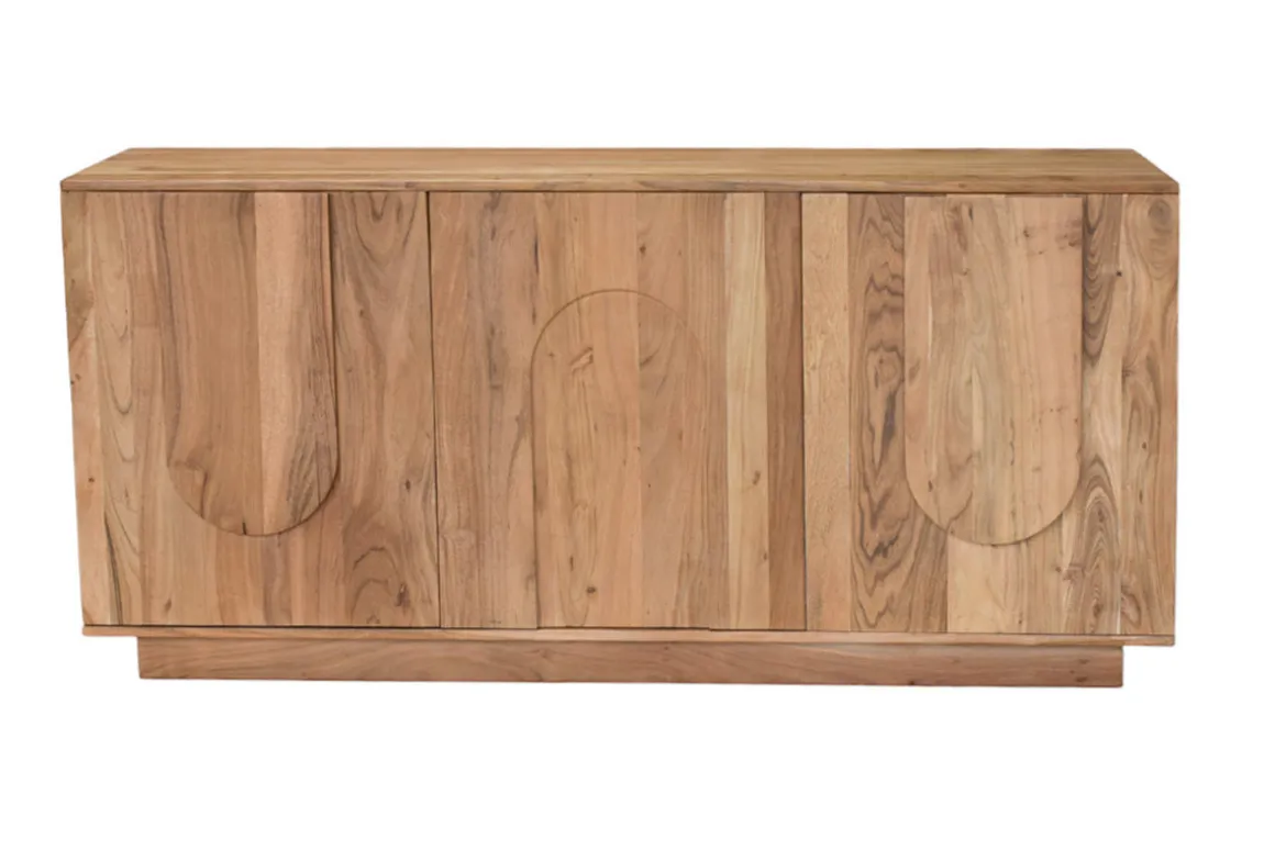 Cheap Miliboo Aparador 3 puertas de madera maciza grabada 160 cm ARK