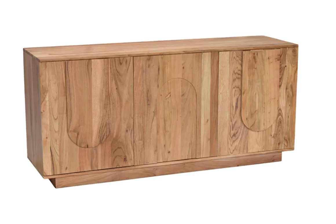 Cheap Miliboo Aparador 3 puertas de madera maciza grabada 160 cm ARK