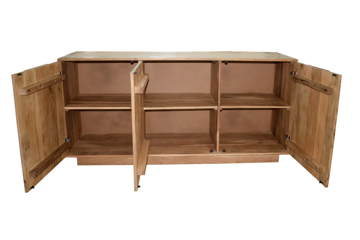 Cheap Miliboo Aparador 3 puertas de madera maciza grabada 160 cm ARK