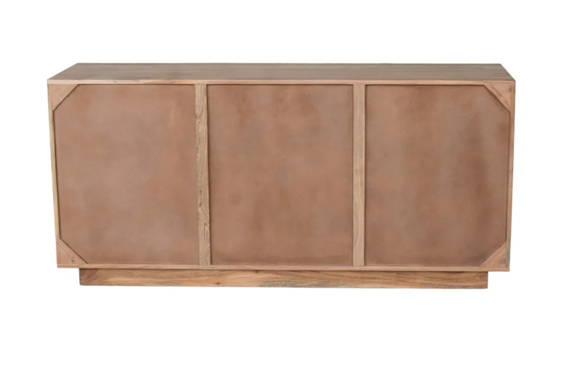 Cheap Miliboo Aparador 3 puertas de madera maciza grabada 160 cm ARK