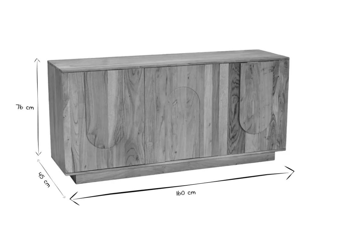 Cheap Miliboo Aparador 3 puertas de madera maciza grabada 160 cm ARK