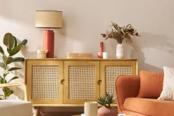 Best Miliboo Aparador 3 puertas de madera de mango y ratán 145 cm LAKA