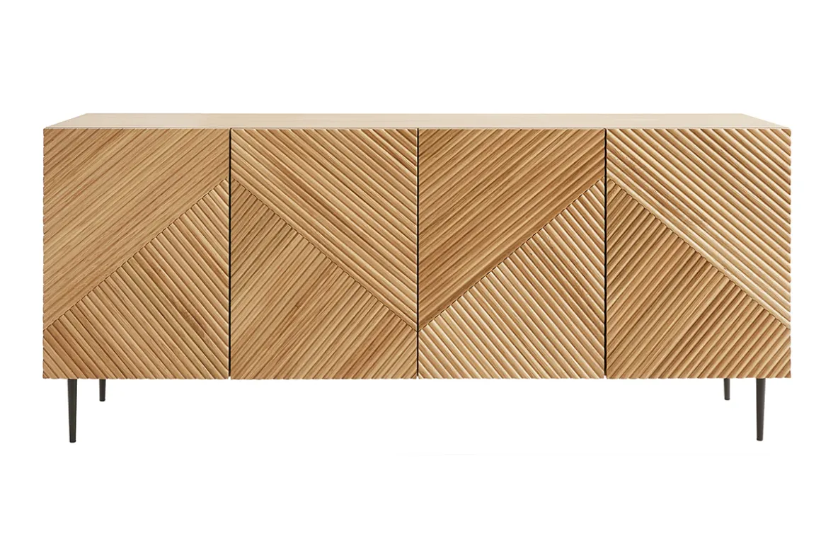 Online Miliboo Aparador 4 puertas de roble macizo y metal negro 180 cm ARCHIPEL