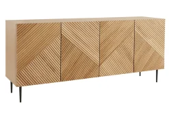 Online Miliboo Aparador 4 puertas de roble macizo y metal negro 180 cm ARCHIPEL