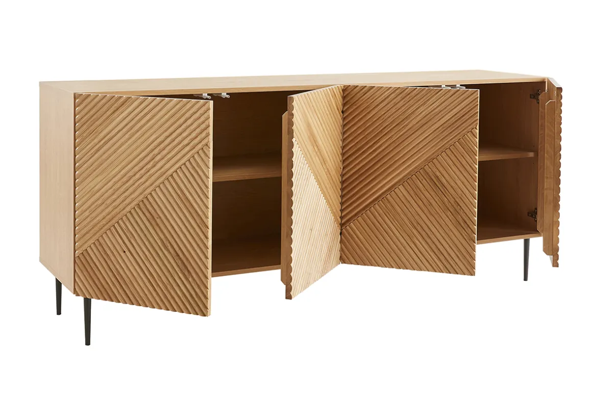 Online Miliboo Aparador 4 puertas de roble macizo y metal negro 180 cm ARCHIPEL