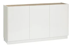 New Miliboo Aparador 3 puertas lacado blanco brillo y diseño madera clara 155 cm NELIO