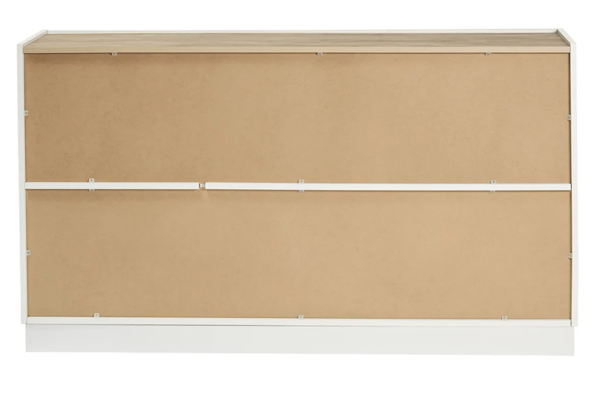New Miliboo Aparador 3 puertas lacado blanco brillo y diseño madera clara 155 cm NELIO