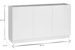 New Miliboo Aparador 3 puertas lacado blanco brillo y diseño madera clara 155 cm NELIO