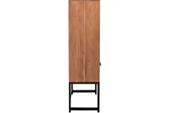 New Miliboo Aparador alto de madera maciza en espiga y metal negro con 2 puertas y 2 cajones STICK