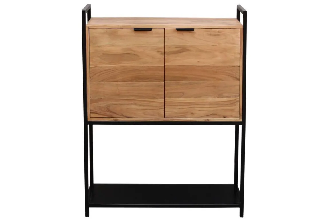 Cheap Miliboo aparador alto en acacia y metal negro A110 cm ARTHUS