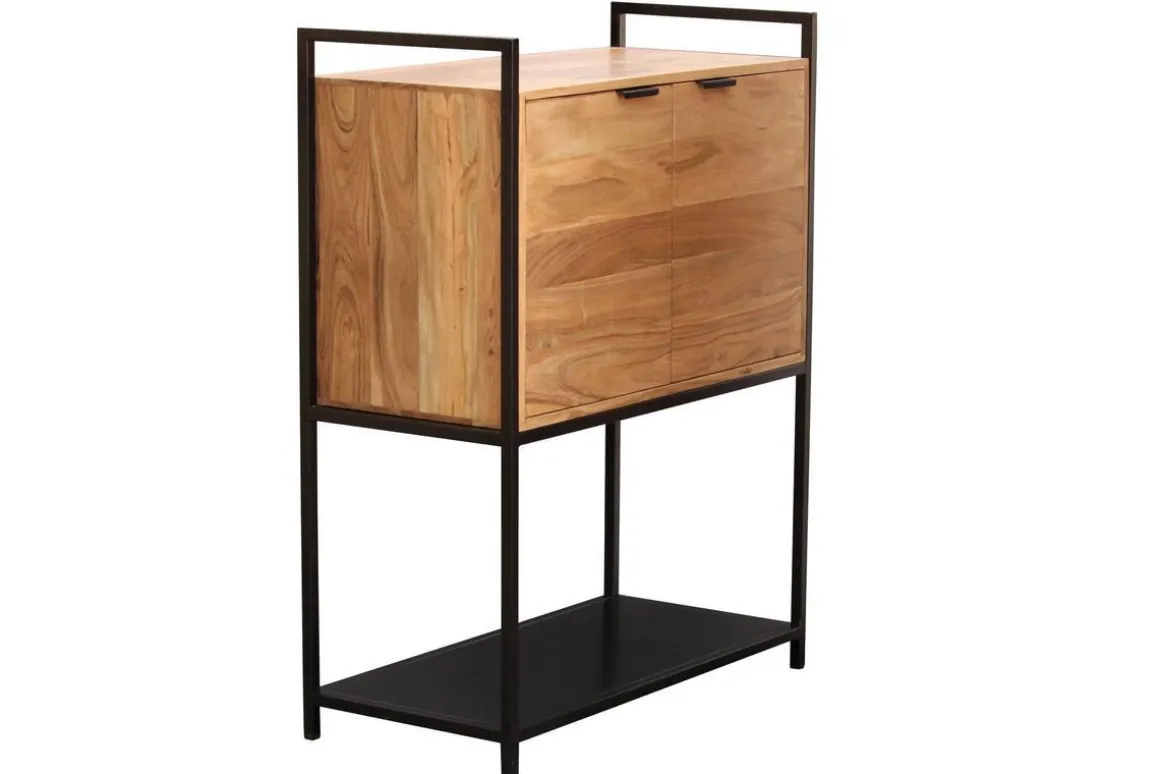 Cheap Miliboo aparador alto en acacia y metal negro A110 cm ARTHUS