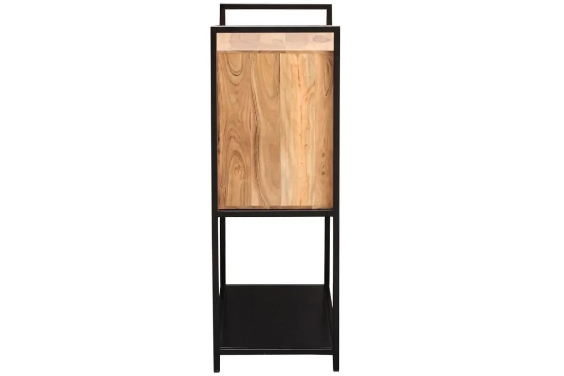 Cheap Miliboo aparador alto en acacia y metal negro A110 cm ARTHUS