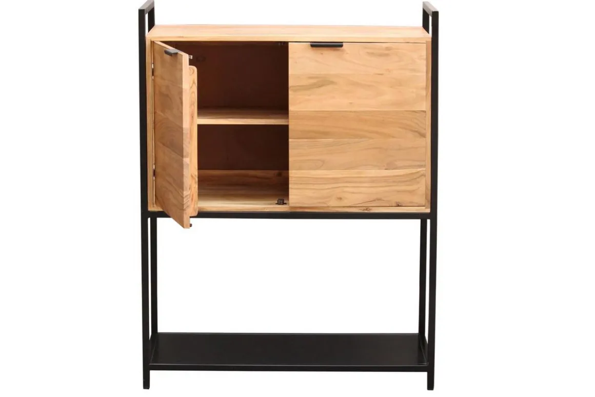 Cheap Miliboo aparador alto en acacia y metal negro A110 cm ARTHUS