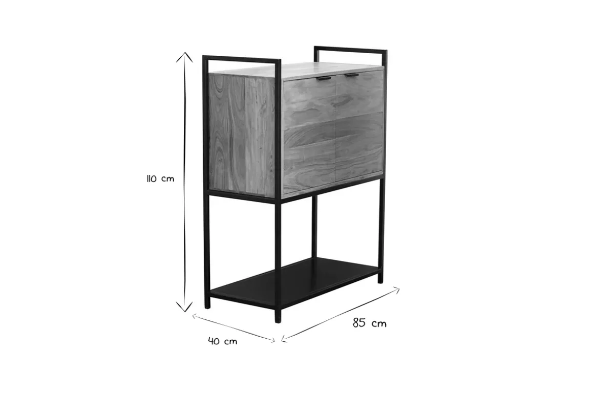 Cheap Miliboo aparador alto en acacia y metal negro A110 cm ARTHUS