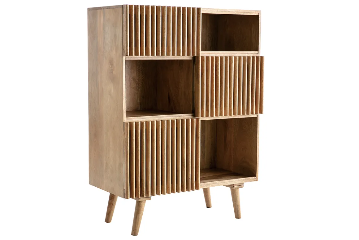 Discount Miliboo Aparador alto en mango con puertas correderas ALBA