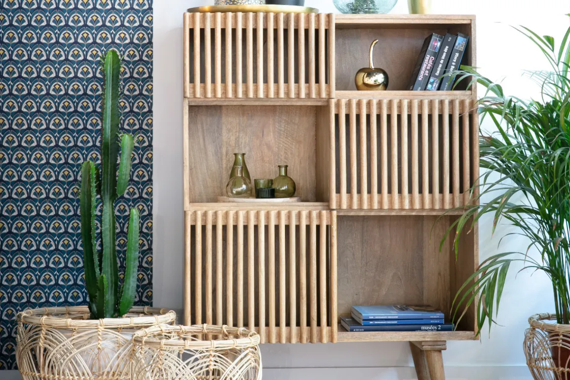Discount Miliboo Aparador alto en mango con puertas correderas ALBA