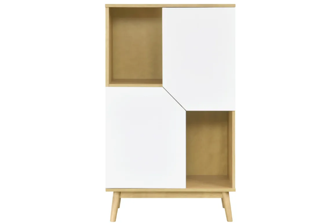 New Miliboo Aparador alto nórdico madera clara y blanco 2 puertas TALIA