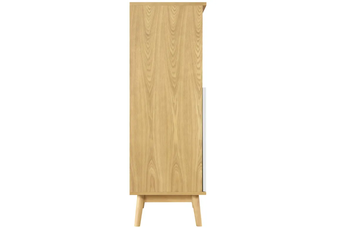 New Miliboo Aparador alto nórdico madera clara y blanco 2 puertas TALIA