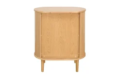 Outlet Miliboo Aparador alto vintage con puertas correderas de madera clara de roble 70 cm - EPIC