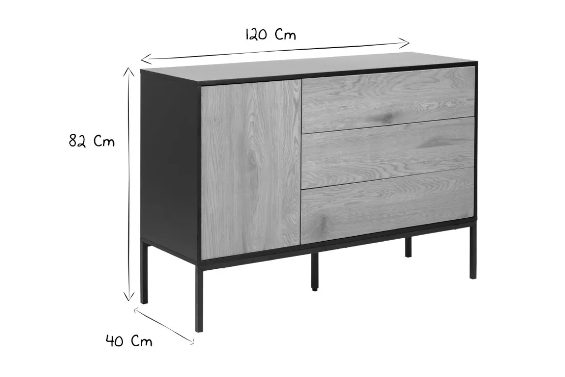 Cheap Miliboo Aparador bajo industrial metal y madera TRESCA
