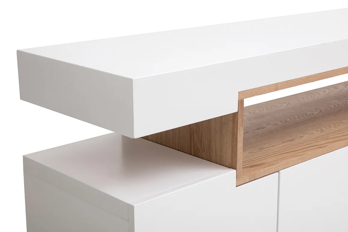 New Miliboo Aparador blanco mate y nicho en madera LIVO