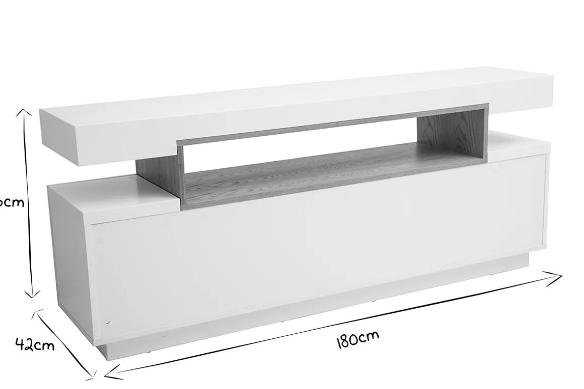 New Miliboo Aparador blanco mate y nicho en madera LIVO