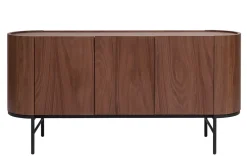 Outlet Miliboo Aparador con 3 puertas de nogal oscuro y metal negro 160 cm SKYE