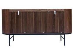 Outlet Miliboo Aparador con 3 puertas de nogal oscuro y metal negro 160 cm SKYE