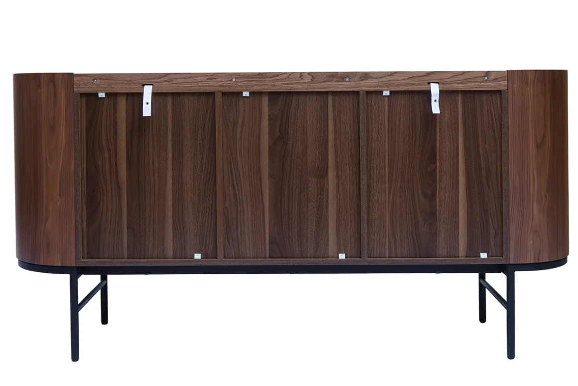 Outlet Miliboo Aparador con 3 puertas de nogal oscuro y metal negro 160 cm SKYE