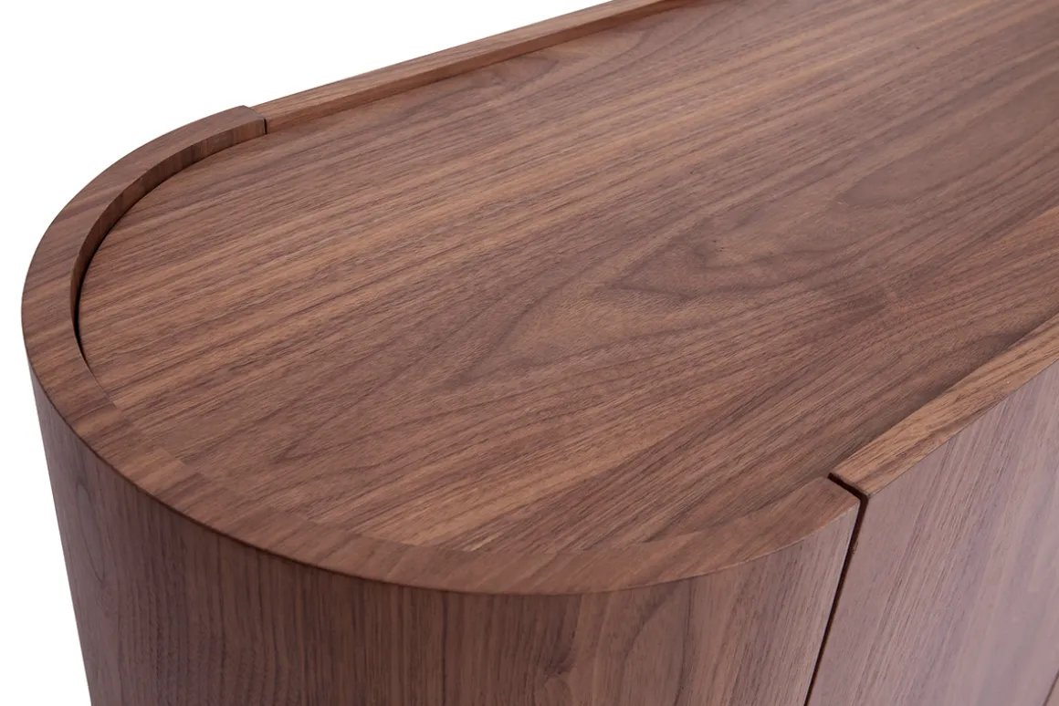 Outlet Miliboo Aparador con 3 puertas de nogal oscuro y metal negro 160 cm SKYE