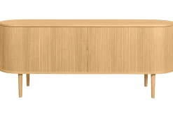 Best Sale Miliboo Aparador con puertas correderas de contrachapado de roble y roble macizo 160 cm EPIC