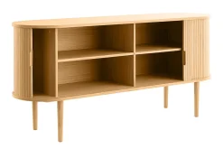 Best Sale Miliboo Aparador con puertas correderas de contrachapado de roble y roble macizo 160 cm EPIC