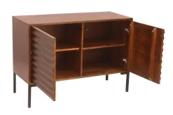 New Miliboo Aparador de 2 puertas de madera oscura maciza de mango y metal negro 100 cm ONDA