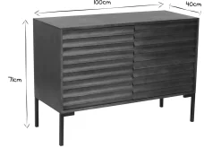 New Miliboo Aparador de 2 puertas de madera oscura maciza de mango y metal negro 100 cm ONDA