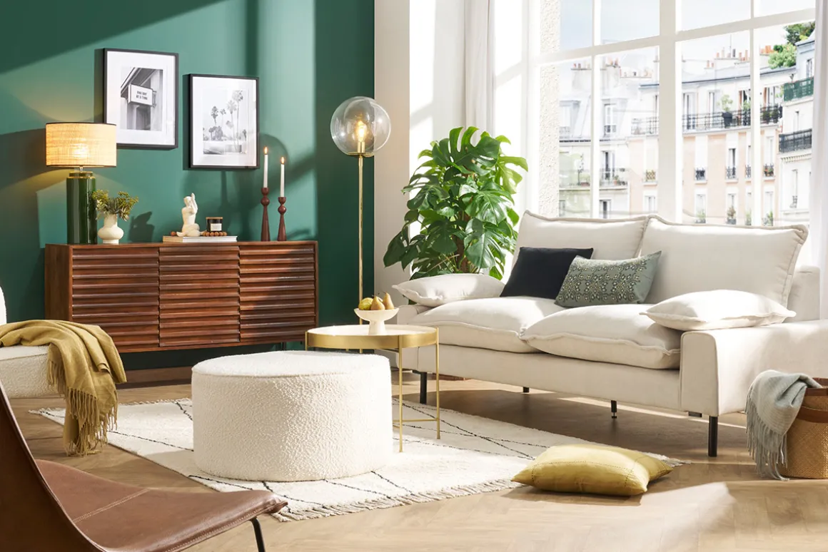 Online Miliboo Aparador de 3 puertas de madera oscura maciza de mango y metal negro 140 cm ONDA