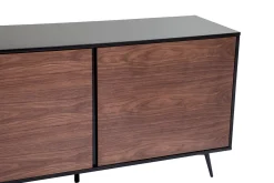 Best Sale Miliboo Aparador de 3 puertas negro mate de contrachapado de nogal 200 cm MERMOZ