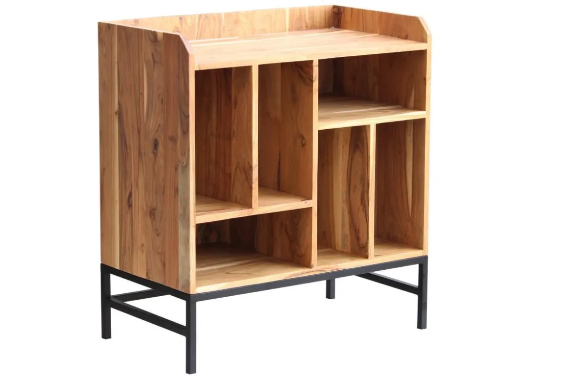Outlet Miliboo Aparador de almacenaje de vinilos en acacia y metal BLUES