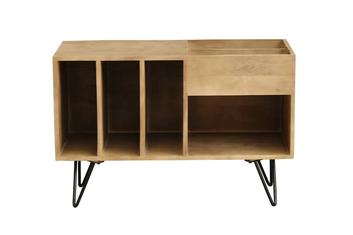 Sale Miliboo Aparador de almacenaje de vinilos en madera de mango y metal 90 cm BOOGIE
